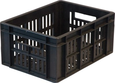 Ящик перфорированный 400×300×200, арт.: 302, объём 24, чёрный, код: 00415