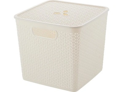 Корзина 310х310х280 21л. для хранения, с крышкой, стенки перф, код: 36160