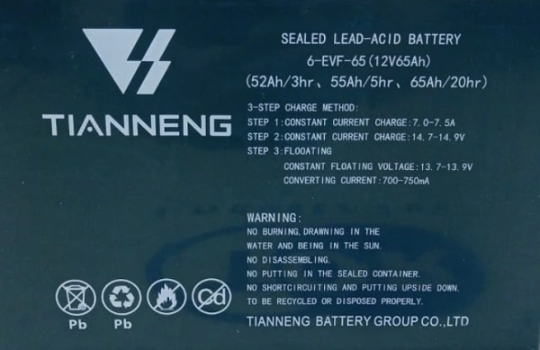 Аккумулятор свинцово-кислотный герм. (GEL) 12В/65Ач (20Hr) 223х135х177 для тележек WPT15-2