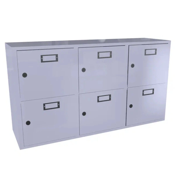 Шкаф для касок на 6 ячеек (2х3) 683x1214x350 мм Светло-серый