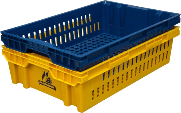 Ящик перфорированный 600×400×152, арт.: 403, объём 27, синий, код: 01468