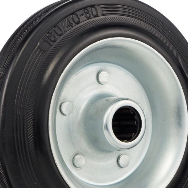 Колесо под ось 20 мм Стелла-техник 4000-160 диаметр 160мм, грузоподъемность 145кг, резина, металл