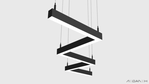 Зигзагообразный светильник FLASH WV 6000K 65W, корпус черный