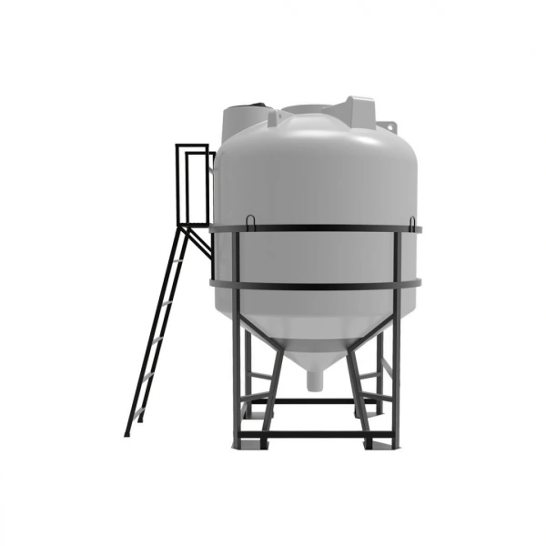 Емкость ЦКТ 5000 л с патрубком 160мм под плотность до 1,2 г/см³ белая в обрешетке с лестницей